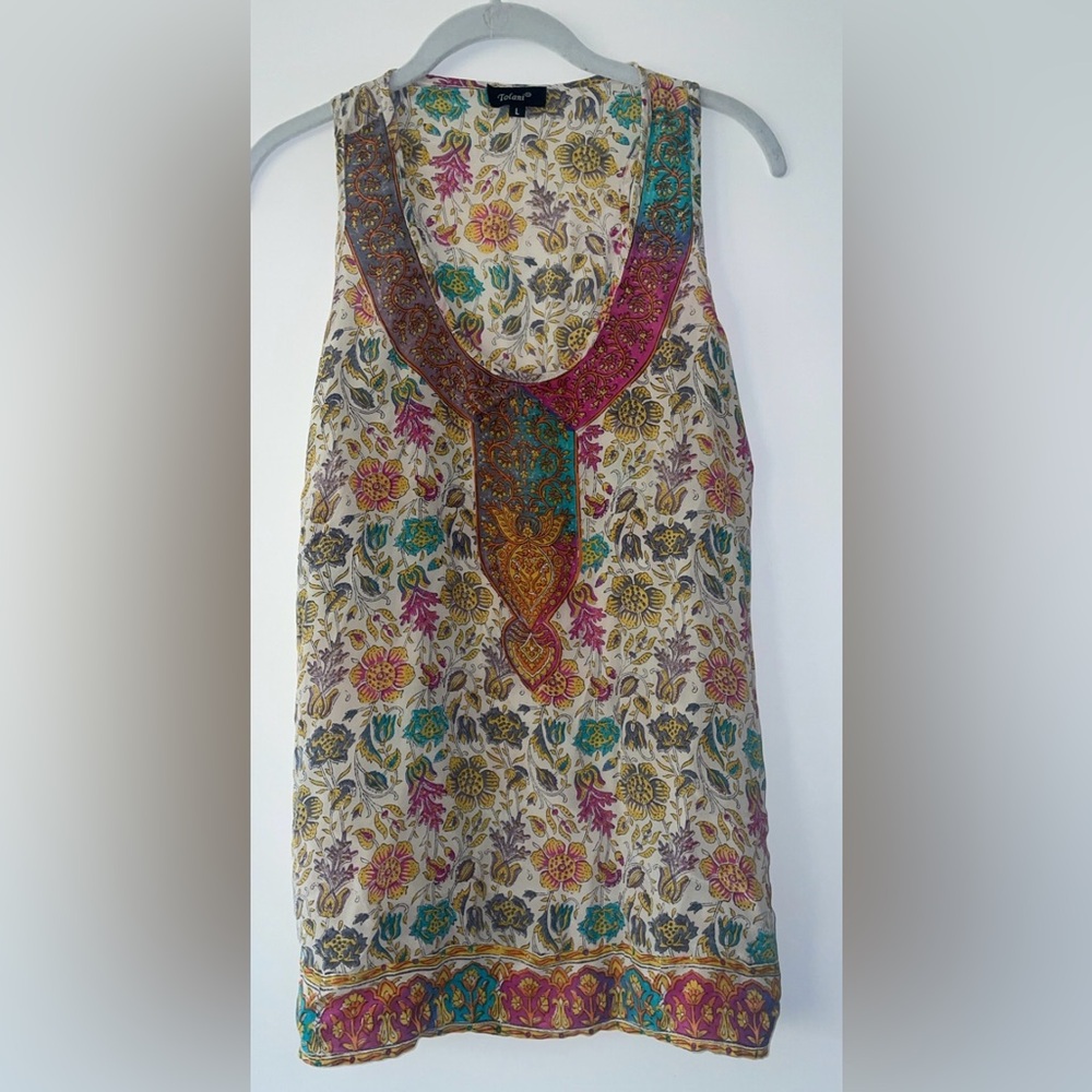 Tolani Silk Floral Tunic Top L